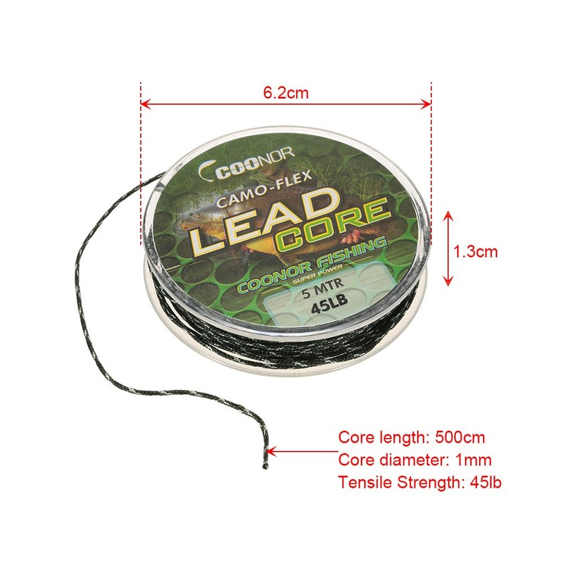 45lb 5m Leadcore Braided Carp Fishing Line Hair Rigs Lead