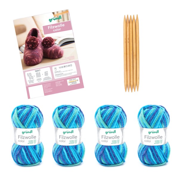 Gründl Knitting Set Felt Wool Colour (Oeko-Tex Certified, 100% Virgin