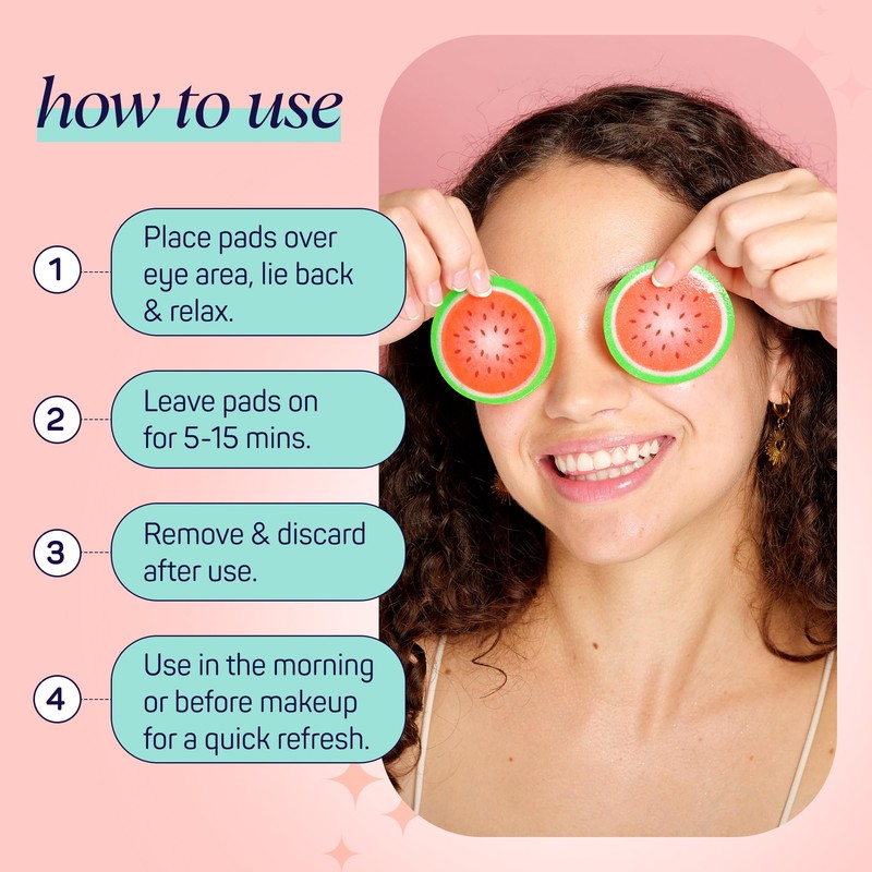 SpaLife Watermelon Cooling Eye Pads, 48 Hydrating Under Eye Patches