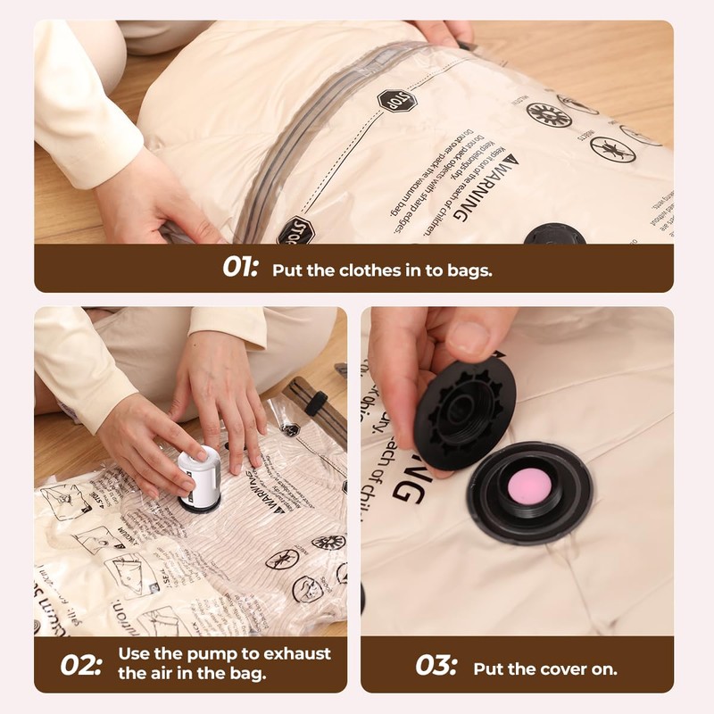 Vacuum Storage Bags, 4pcs Durable Space-Saving Bags for Clothes and