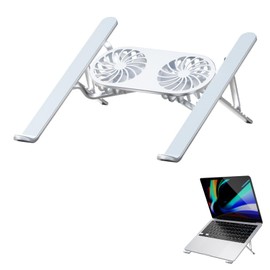 Tibapla Laptop Stand with Fan Cooling, Foldable Laptop Stand with 2 Ultra Quiet Fan and USB Ports, Adjustable Aluminium Alloy Laptop Cooling Stand for Most 9-16 Inch Laptops and Tablets
