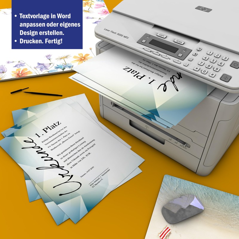 Certificate Paper DIN A4 190 g 50 Sheets "Excellent Blue"