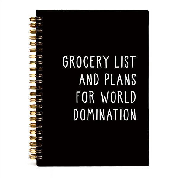 LIANGW Grocery List and Plans for World Domination Funny Notebooks
