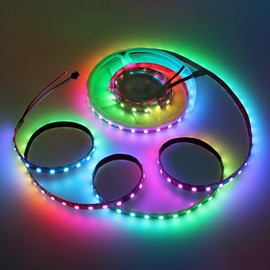 ALITOVE 9.84FT WS2812B LED Strip Individually Addressable Pixel Strip Light 60LEDs/M 5V Upgraded Adhesive RGB LED Tape Light IP20 (Power Supply and Controller Need to be Purchased Separately)
