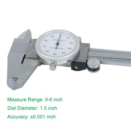 HDLNKAK Dial Caliper Shockproof Dial Caliper Precision Caliper with Watch 0-6" Range, 0.001” Resolution 6 Inch with 0.001" Precision Calipers 4-Way Measurement with Plastic Case