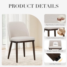 COLAMY French Country Vintage Dining Chairs Set of 2, Upholstered Farmhouse Dining Room Chairs with Round Back, Accent Side Chairs for Kitchen/Living Room/Bedroom, Solid Wood Legs,Classic Grey