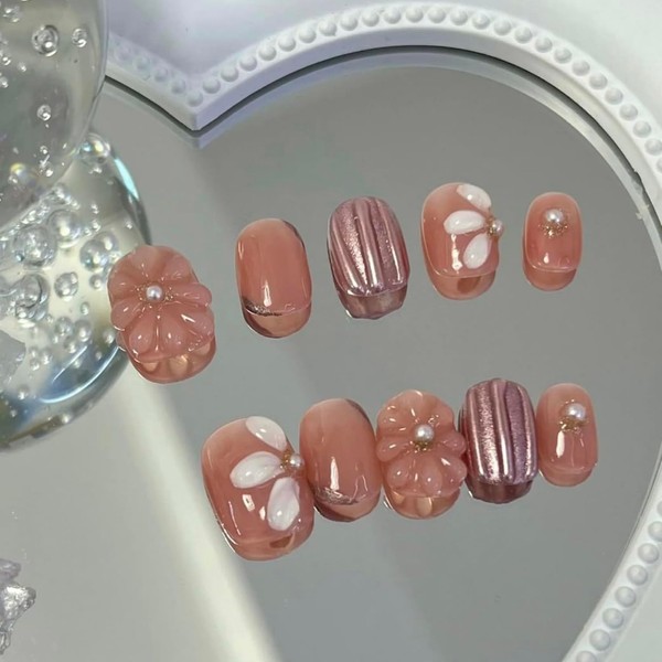 100% Hand-painted Cute Coral Flower Y2K Korean Japanese Douyin Inspired