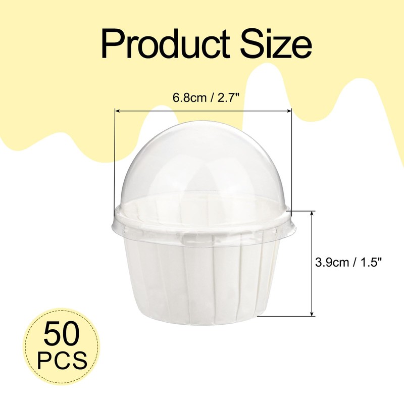 sourcing map 50 Set Cupcake Liners with Dome Lids, Muffins