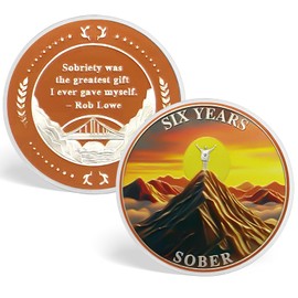 ACGZQY 6 Years Sobriety Coin - Sunrise on the Mountain Peak, Reborn from the Storm, AA Chip & Medal, Sober Token, Alcoholics Anonymous Gift