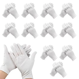 Xynovate 12 Paia di Guanti in Cotone Bianco, Guanti in Tessuto Morbido per Maschere per Le Mani per Mani Secche Idratanti Cosmetici Eczema, Mani Spa,L