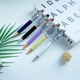 Sikyby Christmas Penguin Snowflakes Floating Funny Pens Cute Floater Liquid Writing Journaling Office Pen Unique Gift For Women Men Set of 5 Pens