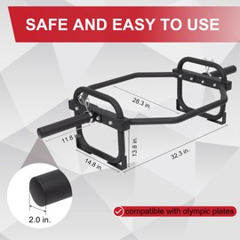 Fitvids Olympic 2-Inch Hex Weight Lifting Trap Bar for Strength Training, 500-Pound Capacity, Safety Clips, Home Gym for Shoulder Presses, Shrugs, Back Rows, Weightlifting, Black