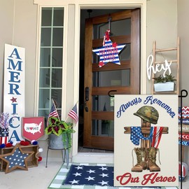 Memorial Day Garden Flag 12x18 Inch Always Remember Our Heroes Garden Flag 3ply Polyester Double Sided 4th of July Independence Day Veterans Day Garden Flags for House Yard Outdoor Garden Decor
