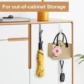 Tahbarshi Over The Door Hooks, 4 PCS x 5Hooks Over The Door Hook Hanger Vertical Over The Door Towel Rack, Stainless Steel Over Door Hanger for Clothes Towels Robes, Brushed, Space Saving (Grey)