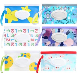 6 Estuche Dispensador de Toallitas Húmedas para Bebés, Porta Toallitas Contenedor Rellenable Limpieza Bebes Niños Estuche Portátiles Diseño Ligero para Exteriores