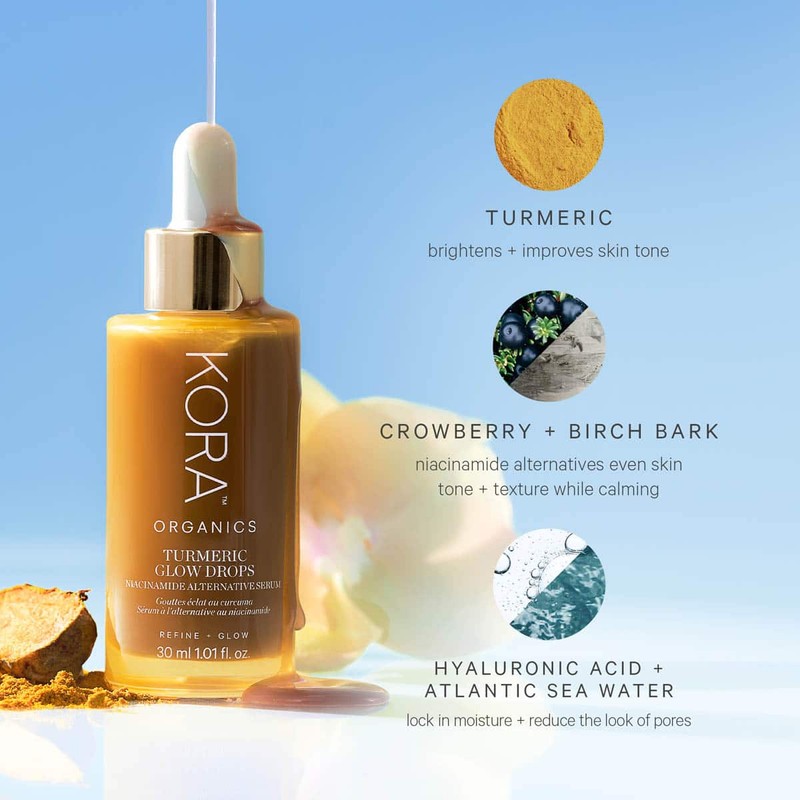 KORA Organics Turmeric Glow Drops Niacinamide Alternative Serum, 10ml