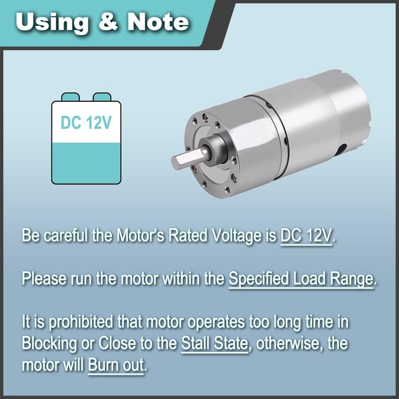JYUDAUFU DC 12V 12RPM Gear Micro Motor High Torque Electric