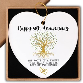 50th Anniversary Marriage Gifts for Couple Happy 50th Anniversary Ornament Keepsake Sign Heart Plaque Anniversary Romantic Couple Wedding Engagement Gifts for Her Him Wife Husband