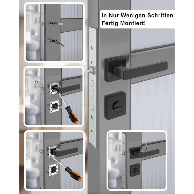 AwmnSrman Handle Set Toilet Bathroom Door Lock Cube Door Handles