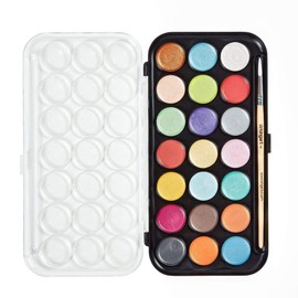 KINGART Set, 21-Colors & Paint Brush Pearlescent Watercolor, Assorted 23 Piece