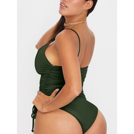 KRLAGAPAS - Traje de baño Sexy de una Pieza para Mujer, Verde Oliva, M
