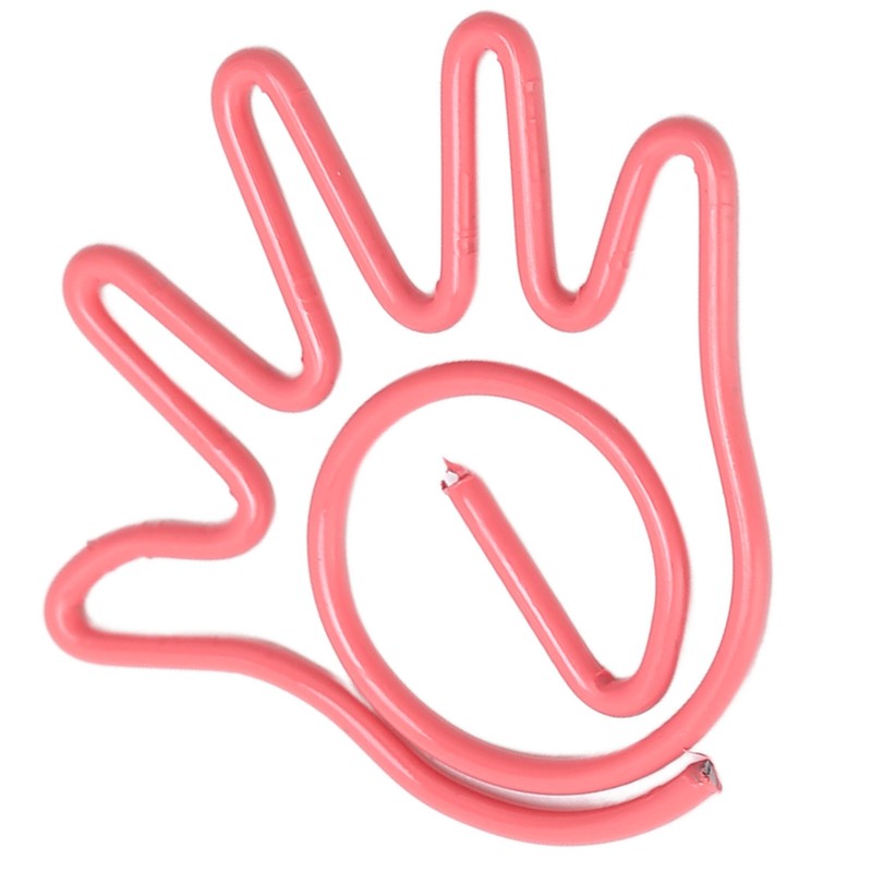 100Pcs Paper Clip Metal Hand Shaped Design Rustproof Paperclip Decoration