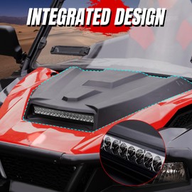 A & UTV PRO Kit Hood Scoop with LED Spotlight for 2016-2018 Polaris General 1000 Accessories Front Hood Cover with Lamp for Polaris General 4 1000 EPS