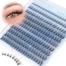 PHKERATA Natural Lash Clusters Wispy Eyelash Clusters C Curl Lashes Clusters 200Pcs Individual Lashes DIY Cluster Eyelash Extensions with Soft Lash Band, 9-14 mm Mix
