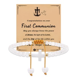 Smilelife First Communion Gifts for Boys and Girls, Women - Inspirational Cross Bracelet with Blessing Card