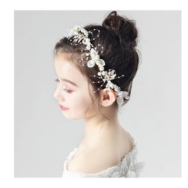 Guijinhao Flower Bridal Girl Bride Wedding Pearl Crown Headband Hair Headbands Tiara Vine Piece Accessories for Girls Accessories Shows (A39-1)