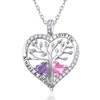 Tree of Life Necklace for Women Sterling Silver Heart Birthstone Necklace Alexandrite Tourmaline Necklace June October Birthstone Jewelry Fine Jewelry Romantic Gifts for Women