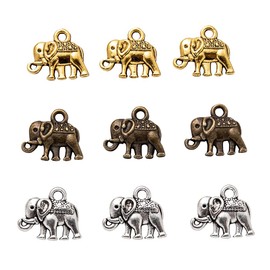 Ipotkitt 30Pcs/box Elephant Shape Alloy Charms Pendants Animal Charm Pendants for DIY Necklace Bracelet Jewelry Making Accessories - 11x13mm