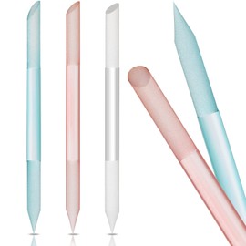 3 Pieces Glass Cuticle Pusher Cuticle Remover Glass Nail File Dual Ended Manicure Pedicure Tools for Nails Care(Pink, Blue, Transparent)