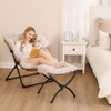 Mordchil HF Folding Saucer Chair with Ottoman, Foldable Comfy Faux-Fur