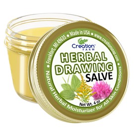 Creation Farm Herbal Drawing Salve Large 4 oz Jar, soothing for all types of skin issues/