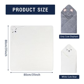 XdealCozyxc 2 Pcs Hooded Baby Towel with Hood, Baby Bath Towels Newborn