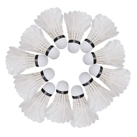 Yuecoom 12Pcs White Goose Feather Badminton Shuttlecocks, High Speed Badminton Birdies Balls Model for Training and Competition