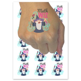 Math Wiz Wizard School Genius Compliment Temporary Tattoo Water Resistant Fake Body Art Set Collection - 54 1" Tattoos (1 Sheet)
