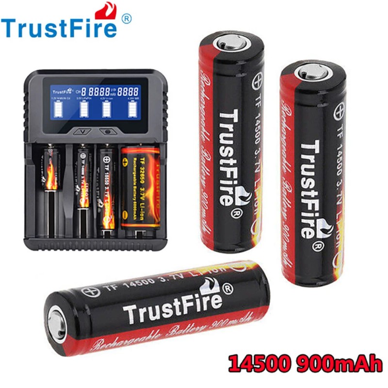 TrustFire 900mAh 14500 3.7V Li-ion Rechargeable Battery With PCB Batteries