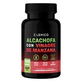 Lenico| Alcachofa con Vinagre de Manzana | Suplemento Alimenticio en Cápsulas | 100 Cápsulas de 500 mg | Alta Absorción | Sin Gluten ni Aditivos