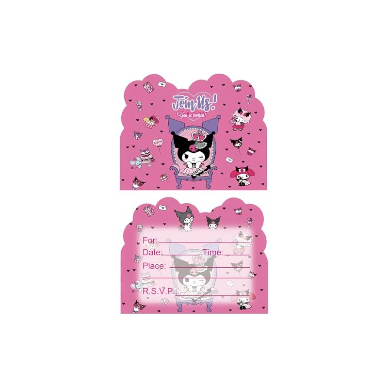 NINIMBLE 20pcs kuromi Birthday Party Invitations,kuromi Invitations Birthday Party Supplies