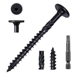 LIONMAX Wood Screws #14 x 2-7/8 Inch, 50-PCS, Heavy Duty Structural Lag Screws, Rust Resistant Coated for Exterior Decking/Construction/Timber/Landscape, Star Drive Flat Head, T30 Bit Included, Black