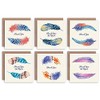 Wee Blue Coo Thank You Cards x6 Watercolour Feathers Multicoloured