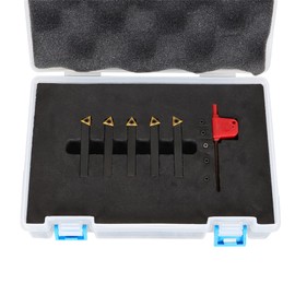 waltyotur 1/4 Inch Indexable Carbide Turning Tool Holder Set Lathe Turning Tools for Finishing Operations with 5 Carbide Inserts