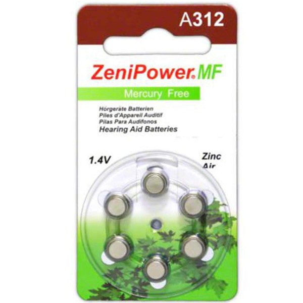 ZeniPower Hearing Aid Batteries Size 312 (120 Batteries)