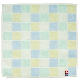 Nishio IBT-508-02 Imabari Towel Certified Hand Towel, Women's, Made in Japan, Mother's Day, Gift, Present, 100% Cotton, 9.8 inches (25 cm), Double-Sided Pile, Water Absorbent, Checkered Pattern