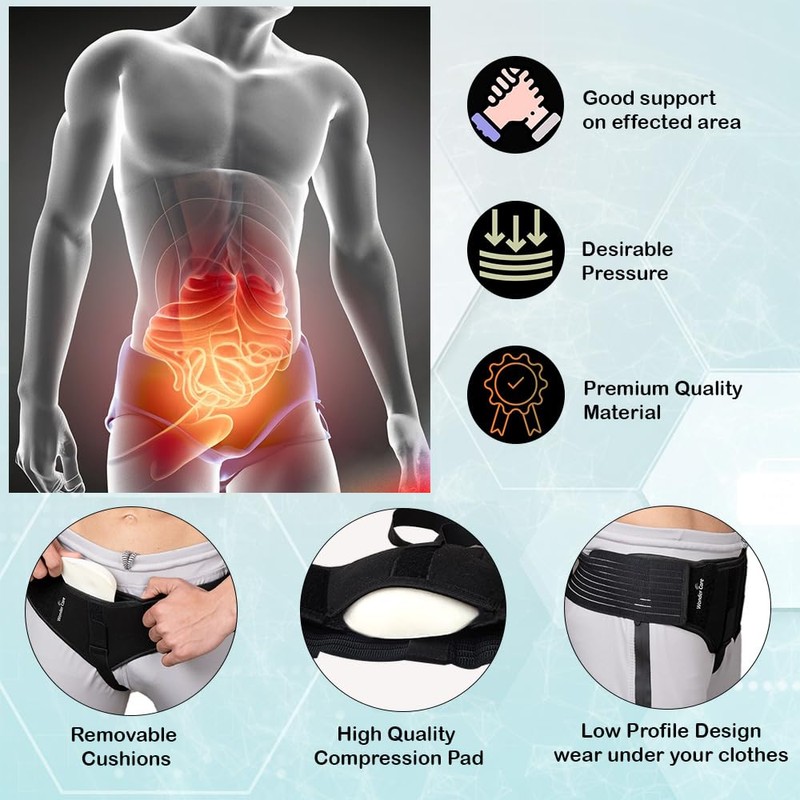 Wonder Care - Black Inguinal Hernia Support Truss for Single