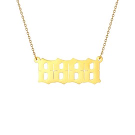 AJRUIER Angel Number Necklace for Women Dainty Gold Number 8888 Necklace Choker Chain Old English Necklace Jewelry Gift
