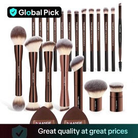 MAANGE Makeup Brushes Set with Storage Bag, 23pcs/set Makeup Blending Brush & Air Cushion Puff Set, Professional Makeup Tools for Women & Girls, Makeup Brush Kit:_Jet Black_23pcs/set