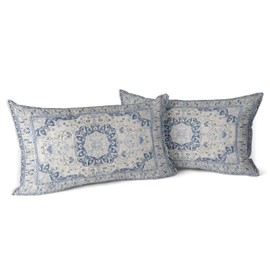 Snylcce Boho Throw Pillow Covers Set of 2 - Lightsteel Blue Antique & Vintage Design, Double-Sided Pattern - Soft Cushion Covers for Garden Couch, Sofa, Bed - Decorative 12x20 Inch Pillowcases